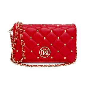 Badgley Mischka Studded Quilted Logo Shoulder Bag